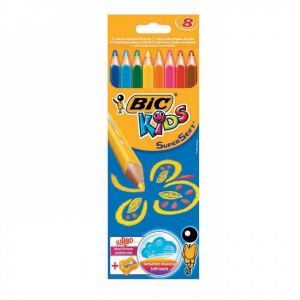 Цветни моливи BIC SUPERSOFT - 8 цв. с острилка